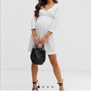 White Maternity Wrap Dress